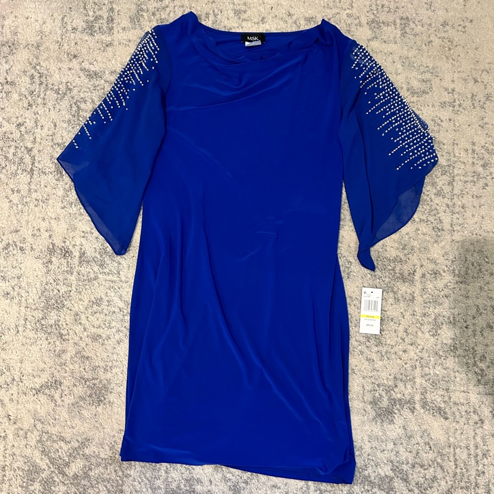 Blue MSK Dress with Diamond Detailing